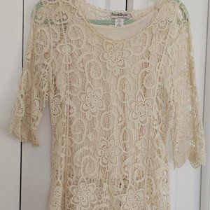 Cream two-piece Cami and Lace pullover top